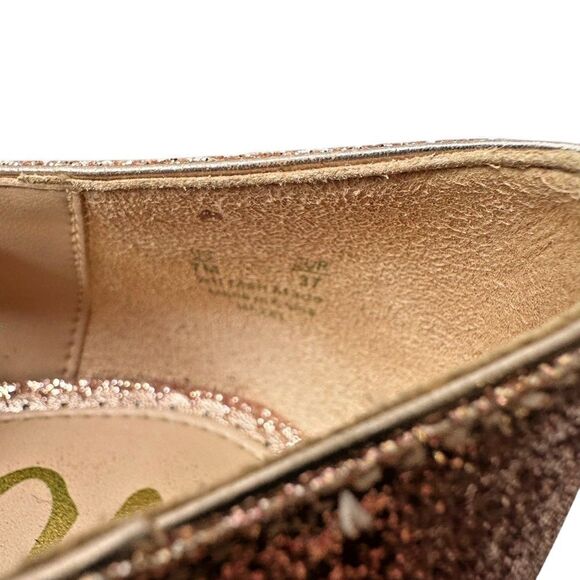 Sam Edelman Rose Gold Glittery Hazel Pumps Pointed Toe Stiletto Heels Size 7 - Picture 8 of 11